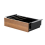 Phoenix Artisan - Cajón organizador de escritorio con 4 compartimentos, madera y raíl metálico, 42x27.8x11.5 cm, para tableros de oficina