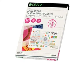 Leitz Bolsa de plastificar DIN A4 alta velocidad, cierre lado más largo, 125 micras, caja de 100 unidades