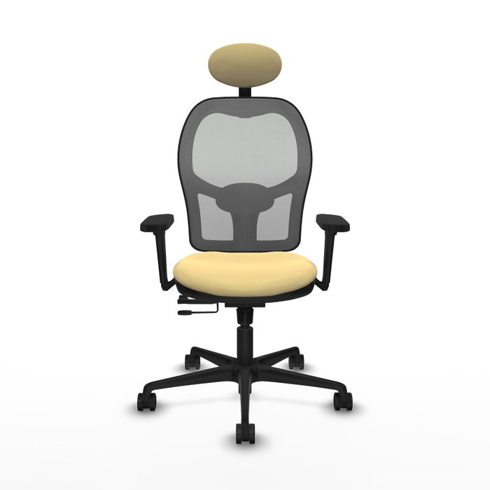 PIQUERAS Y CRESPO Silla de oficina Jorquera con mecanismo Sincro/Traslack, Similpiel Crema y Malla Gris PIQUERAS Y CRESPO Silla de oficina Jorquera con mecanismo Sincro/Traslack, Similpiel Crema y Malla Gris