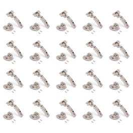 Emuca Lote de 20 bisagras rectas X91N con suplementos de montaje mixto, Diámetro 5x9.5mm, Altura 0, Acero, Niquelado