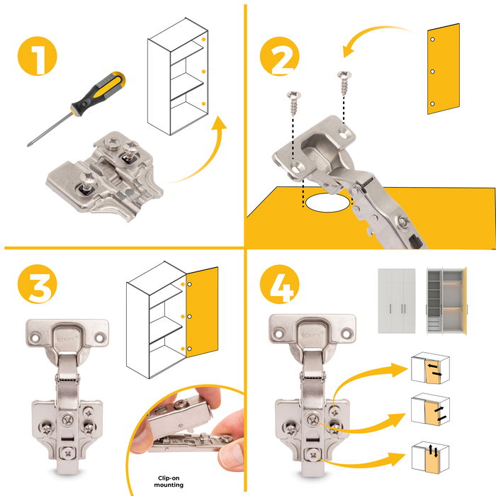 Emuca Lote de 20 bisagras rectas X91N con suplementos de montaje mixto, Diámetro 5x9.5mm, Altura 0, Acero, Niquelado Emuca Lote de 20 bisagras rectas X91N con suplementos de montaje mixto, Diámetro 5x9.5mm, Altura 0, Acero, Niquelado