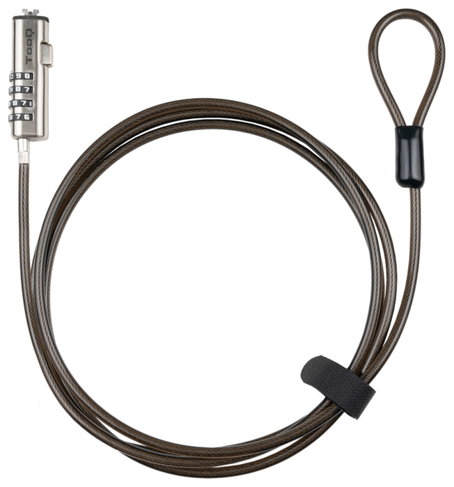 Tooq Cable de Seguridad Tipo NANO con Combinación, 1,5m, Gris Oscuro