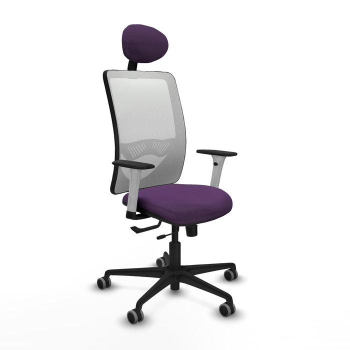 PIQUERAS Y CRESPO Silla de oficina Zulema con mecanismo Sincro/Traslack, Tela Morada y Malla Blanca PIQUERAS Y CRESPO Silla de oficina Zulema con mecanismo Sincro/Traslack, Tela Morada y Malla Blanca