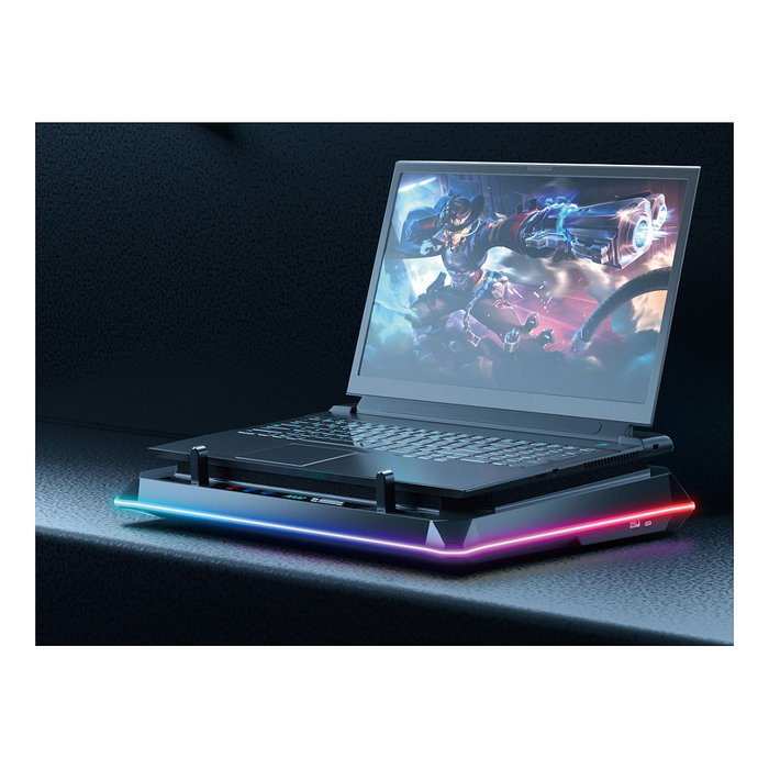 Conceptronic THYIA03B Base de refrigeración gaming con hub USB y RGB Conceptronic THYIA03B Base de refrigeración gaming con hub USB y RGB