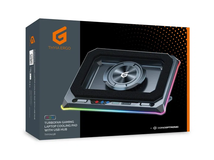 Conceptronic THYIA03B Base de refrigeración para portátiles hasta 19 pulgadas con Hub USB y RGB