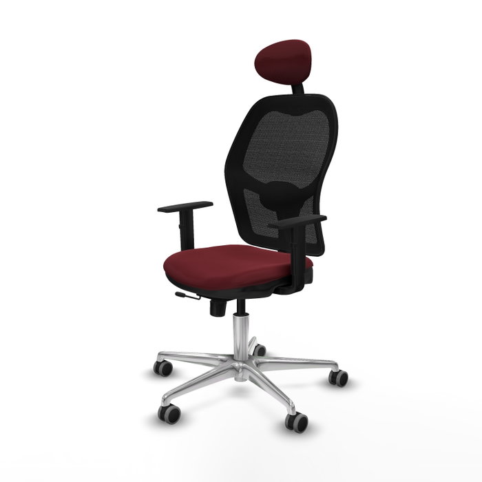 PIQUERAS Y CRESPO Silla de oficina Jorquera con mecanismo Sincro/Traslack, Granate y Negro