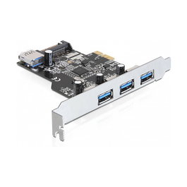 DeLOCK 89301 Tarjeta PCI Express x1 USB 3.2 Gen 1 con 3 Puertos Externos Tipo-A y 1 Puerto Interno SATA, 5 Gbps para PC