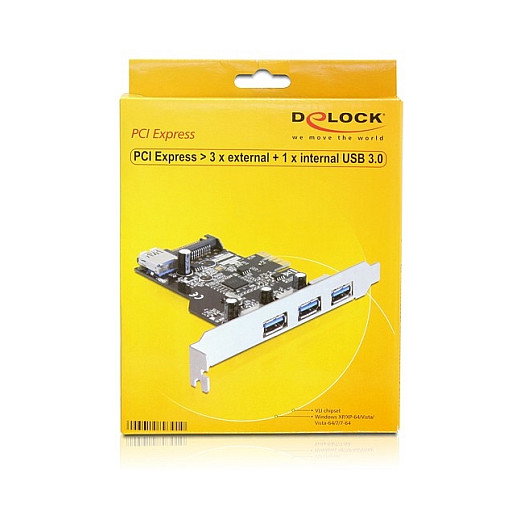 DeLOCK 89301 Tarjeta PCI Express x1 con 3 Puertos USB 3.2 Gen 1 Externos Tipo-A 5 Gbps y 1 Puerto SATA Interno para PC
