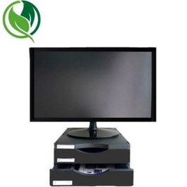 Archivo 2000 Soporte Monitor Ergosostenible con 2 Cajones Negro