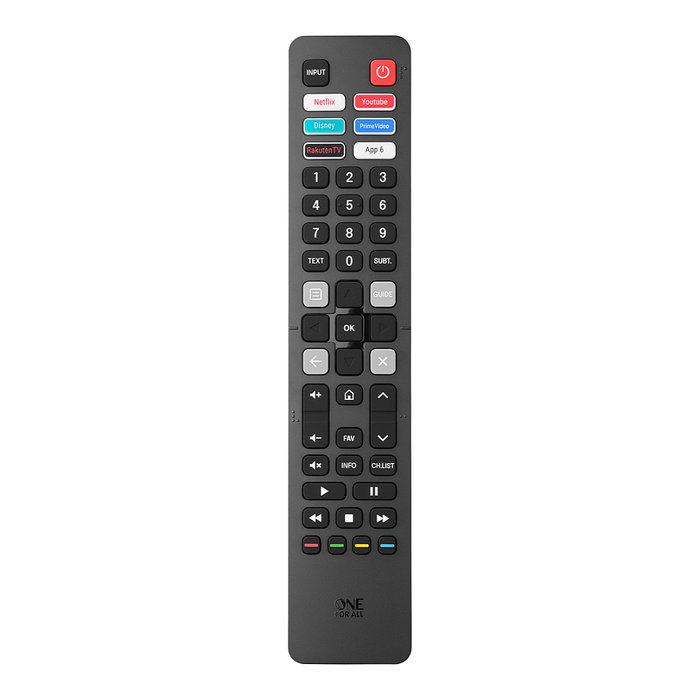 One for All Mando a Distancia Universal de Repuesto (Ersatzfernbedienung) URC 4916 Compatible con Televisores Hisense, Negro