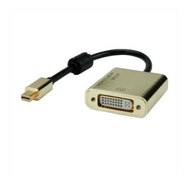 ROLINE Adaptador Mini DisplayPort a DVI-D Activo v1.2, 4K 3840x2160, Cable 0.1m, Macho-Hembra, Conectores Chapados en Oro, Ref. 12.03.3176