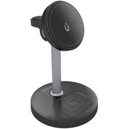 Aisens Base de Carga Inalámbrica ASCH-15W3WC066-BK 3 en 1 15W Negro para Móvil, Apple Watch y Auriculares