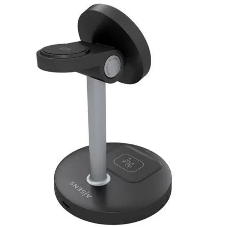 Aisens Base de Carga Inalámbrica ASCH-15W3WC066-BK 3 en 1 15W Negro para Móvil, Apple Watch y Auriculares