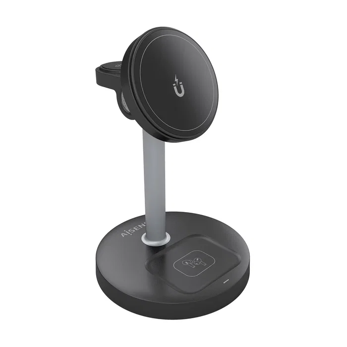 Aisens Cargador Inalámbrico 3 en 1 15W ASCH-15W3WC066-BK Negro