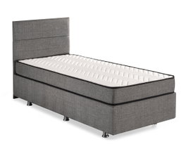 Hanah Home Conjunto Colchón Individual Base y Cabecero Gris 100x200 cm con Arcón y Muelles Múltiples