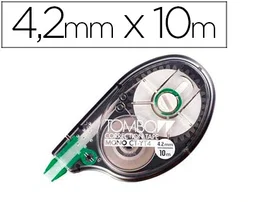 Tombow Corrector CT-YT4 Cinta 4.2 mm x 10 m en Blister - Mono Ergonómico con Tecnología Lateral, PET Resistente al Desgarro, Plástico 100% Reciclado