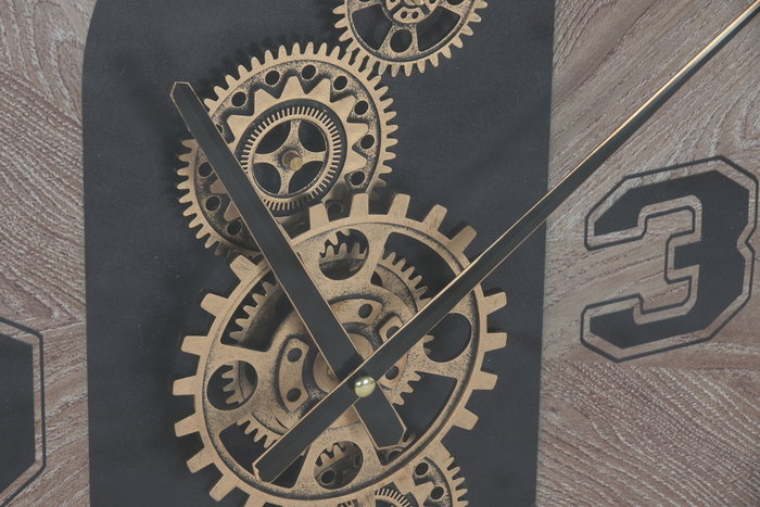 DKD Home Decor Reloj de Pared Loft Natural Negro Hierro Cristal 8 x 92 x 56 cm