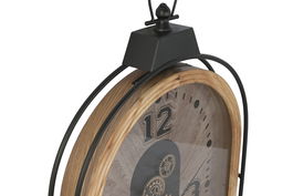 DKD Home Decor Reloj de Pared Loft Natural Negro Hierro Cristal 8 x 92 x 56 cm