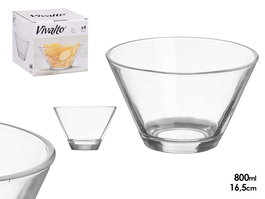 Vivalto Bol Cónico Aperitivo Transparente Vidrio 16 cm 800 ml (Set de 24)
