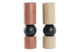 DKD Home Decor Portavelas Resina Terracota Negro 6 x 19.5 x 6 cm (4 Unidades)
