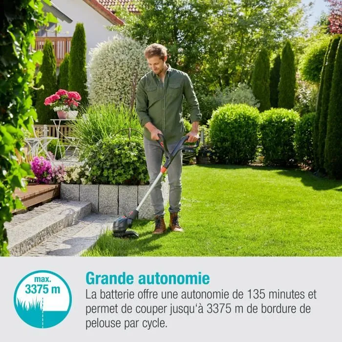 Gardena Recortadora de Césped ComfortCut 23/18V P4A, Ancho de Corte 23 cm, Incluye Batería y Cargador