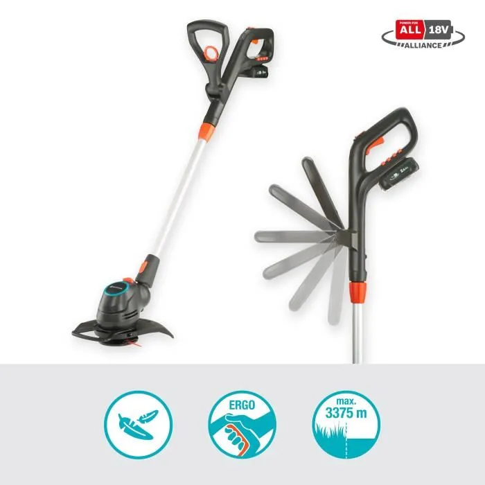 Gardena Recortadora de Césped ComfortCut 23/18V P4A, Ancho de Corte 23 cm, Incluye Batería y Cargador