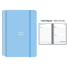 Senfort Agenda Anual 2027 Pastel Azul con Espiral y Goma