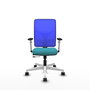PIQUERAS Y CRESPO Silla de oficina Motilla con mecanismo Sincro/Traslack, Tela Turquesa y Malla Azul