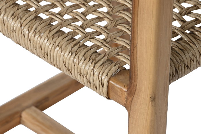 DKD Home Decor Silla de Teca y Ratán Natural