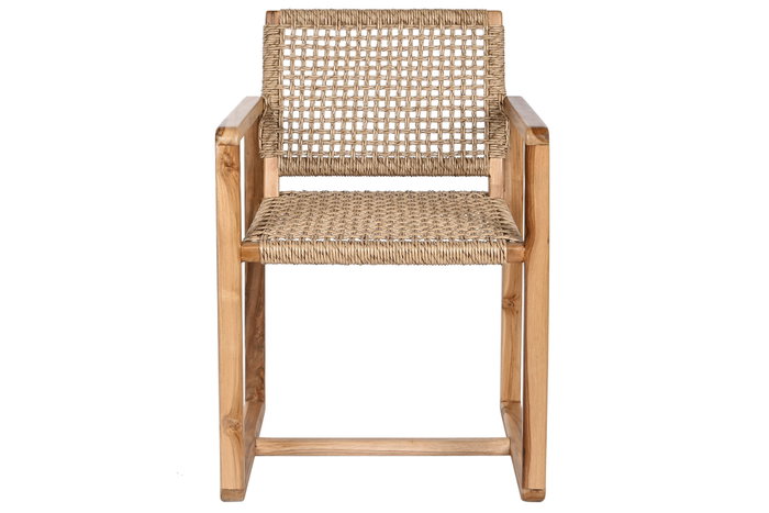 DKD Home Decor Silla de Teca y Ratán Natural