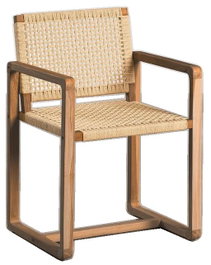 DKD Home Decor Silla de Teca y Ratán Natural