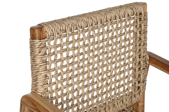 DKD Home Decor Silla de Teca y Ratán Natural