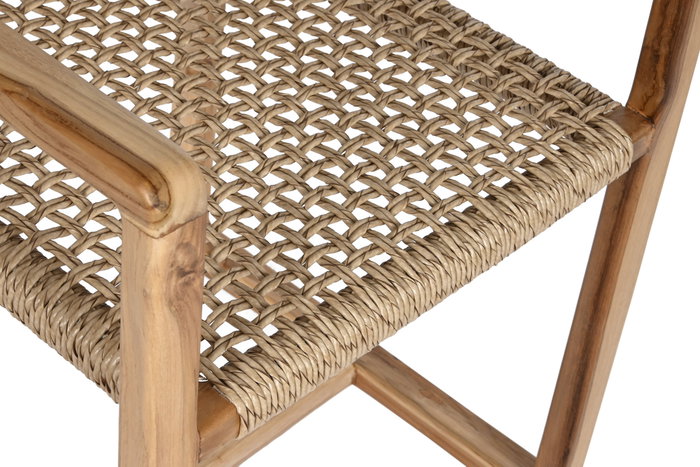 DKD Home Decor Silla de Teca y Ratán Natural