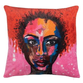 Ixia Cojín de Decoración Rostro en Terciopelo 50 x 50 cm