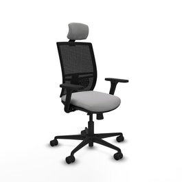 PIQUERAS Y CRESPO Silla de oficina Yunquera con mecanismo Sincro/Traslack, Gris claro y Negro