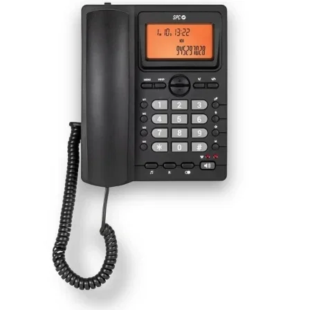 SPC Office ID 2 3612N Teléfono Fijo Negro con Pantalla Iluminada, Manos Libres y 4 Memorias Directas