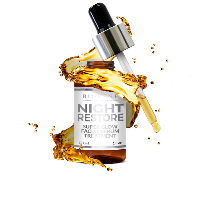 Biovène NIGHT RESTORE super glow facial serum treatment 30 ml - Serum Antiarrugas Antiedad Efecto Flash Luminosidad