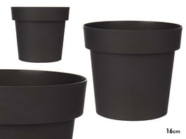 Ibergarden Maceta de Plástico Antracita 16 cm Diámetro x 15 cm Alto (Set de 12)