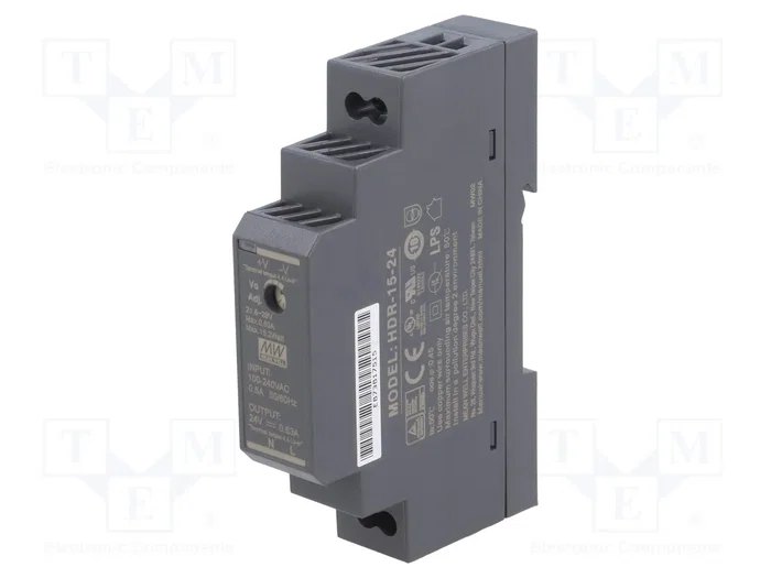 MEAN WELL HDR-15-24 Alimentador de impulso 24VDC 15W para carril DIN MEAN WELL HDR-15-24 Alimentador de impulso 24VDC 15W para carril DIN