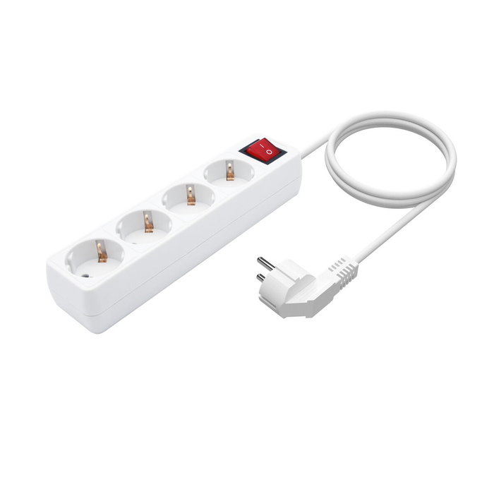 Aisens Regleta de 4 Tomas con Interruptor, Cable 1.4m, Blanco