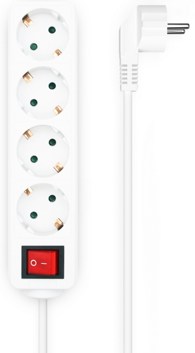 Aisens Regleta de 4 Tomas con Interruptor, Cable 1.4m, Blanco