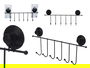 Berilo Percha Metal Negro Mate 6 Ganchos con Ventosa 39x16x4.9 cm (Set de 12)