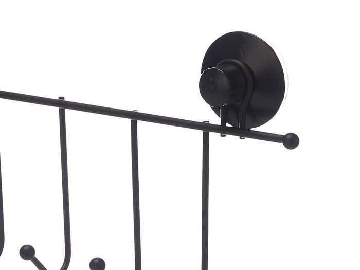 Berilo Percha Metal Negro Mate 6 Ganchos con Ventosa 39x16x4.9 cm (Set de 12)