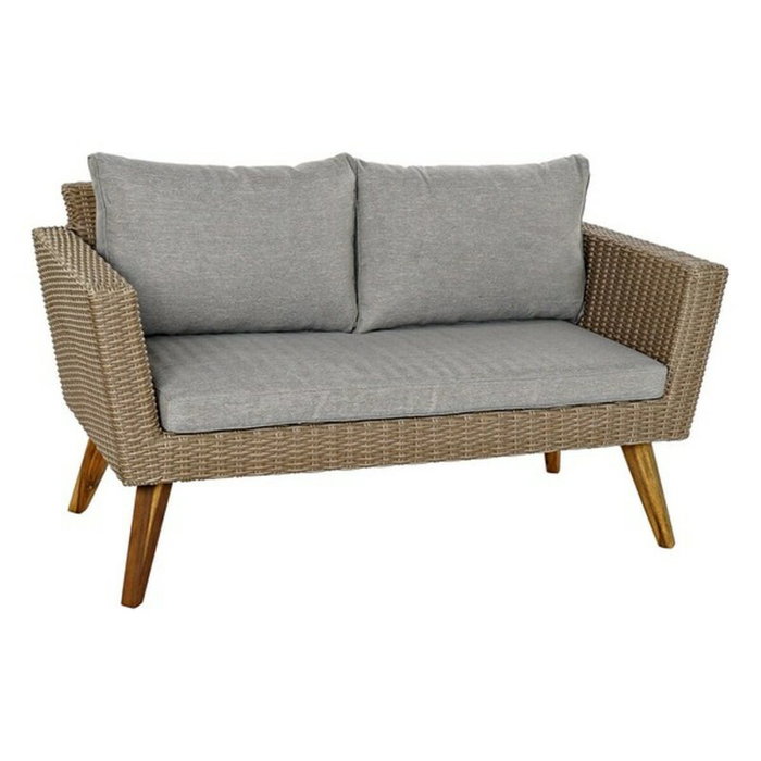 DKD Home Decor Set de 4 Sofá Terraza y Jardín Beige Gris Ratán Sintético, Madera, Acero, Cristal 137 x 66 x 73 cm DKD Home Decor Set de 4 Sofá Terraza y Jardín Beige Gris Ratán Sintético, Madera, Acero, Cristal 137 x 66 x 73 cm