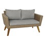 DKD Home Decor Set de 4 Sofá Terraza y Jardín Beige Gris Ratán Sintético, Madera, Acero, Cristal 137 x 66 x 73 cm