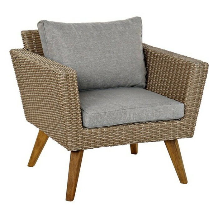 DKD Home Decor Set de 4 Sofá Terraza y Jardín Beige Gris Ratán Sintético, Madera, Acero, Cristal 137 x 66 x 73 cm DKD Home Decor Set de 4 Sofá Terraza y Jardín Beige Gris Ratán Sintético, Madera, Acero, Cristal 137 x 66 x 73 cm