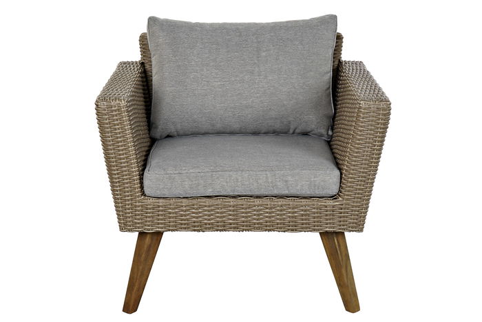 Conjunto de Mesa con 3 Sillones DKD Home Decor MB-166666 137 x 66 x 70,5 cm Cristal Madera ratán sintético Acero (4 pcs)