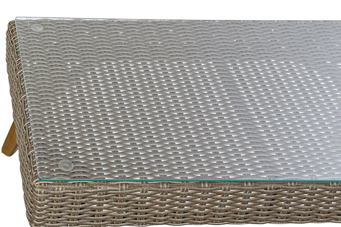 Conjunto de Mesa con 3 Sillones DKD Home Decor MB-166666 137 x 66 x 70,5 cm Cristal Madera ratán sintético Acero (4 pcs)