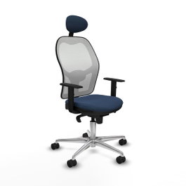 PIQUERAS Y CRESPO Silla de oficina Jorquera con mecanismo Sincro, Azul marino y Blanco