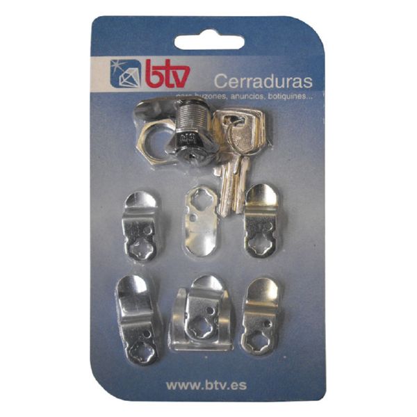 BTV KIT CERRADURA BUZON UNIVERSAL Nº1 CROMO REF 60001 BTV KIT CERRADURA BUZON UNIVERSAL Nº1 CROMO REF 60001